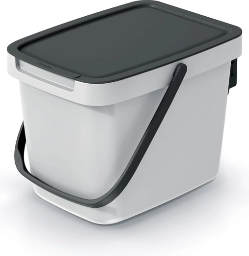 Coș de gunoi Systema Q Collect 6 l, culoare cenușie cu capac negru