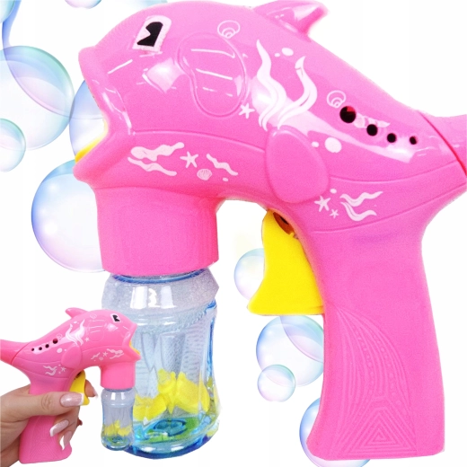 Pistolă pentru baloane cu delfin pentru copii cu 2 rezerve – roz