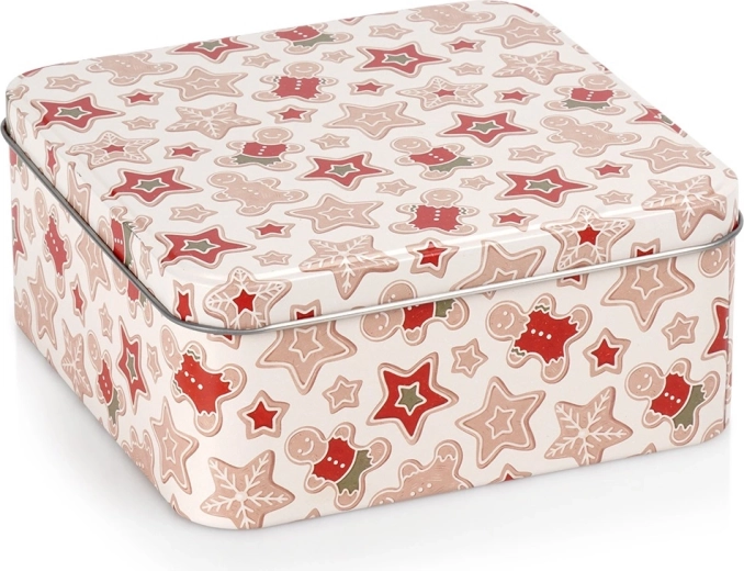 Cutie metalică de Crăciun pentru biscuiți 15 × 15 × 6,5 cm