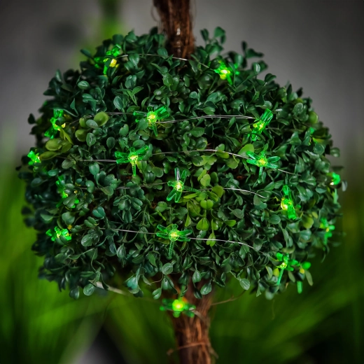 Ghirlandă luminoasă LED solară cu fluturi, 25 LED-uri, lumină albă caldă, 2,4 m