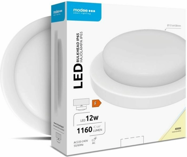 Corp de iluminat LED rotund de perete/tavan Modee Bulkhead 12 W 4000 K, alb