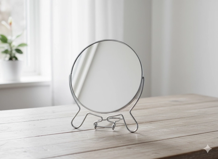 Oglindă cosmetică pentru machiaj, neagră, compactă