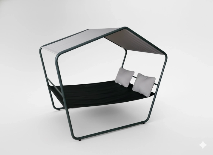 Șezlong dublu de grădină cu copertină