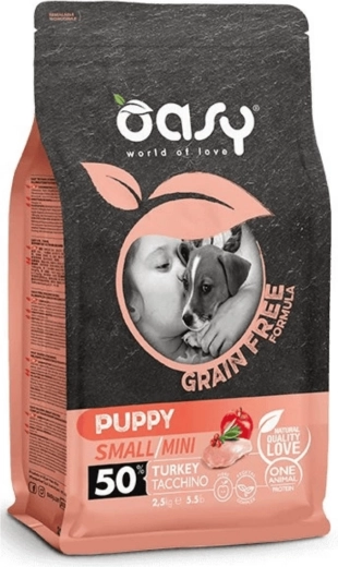 Oasy Grain Free Puppy Small/Mini hrană cu curcan 2,5 kg