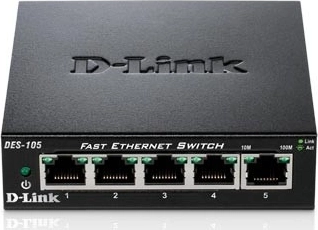 Switch de rețea cu 5 porturi 10/100 Mb/s într-o carcasă metalică