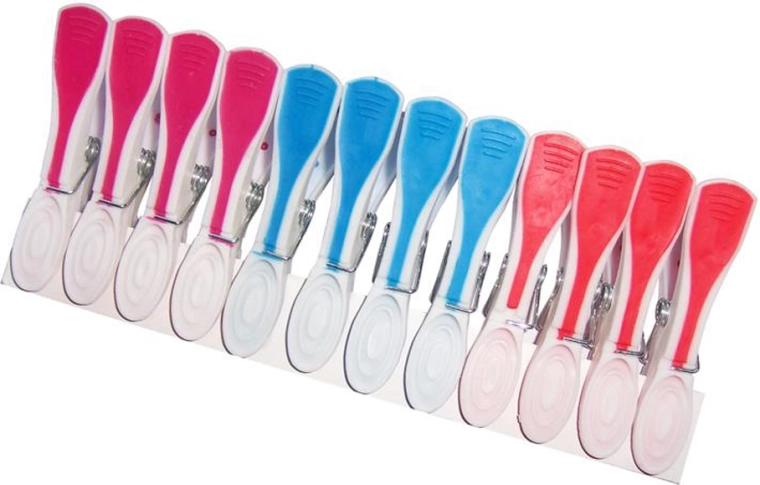 Clemă de rufe din plastic antiderapant, 12 buc