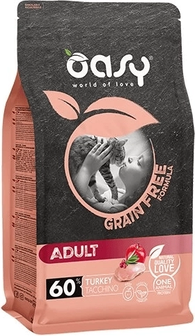 Oasy Grain Free Adult hrană pentru pisici cu curcan 1,5 kg