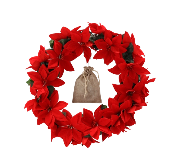 Motiv festiv cu poinsettia
