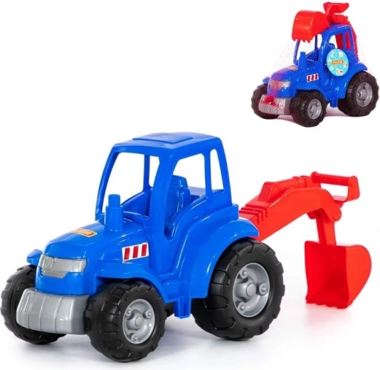 Tractor din plastic cu cupă de excavator – albastru
