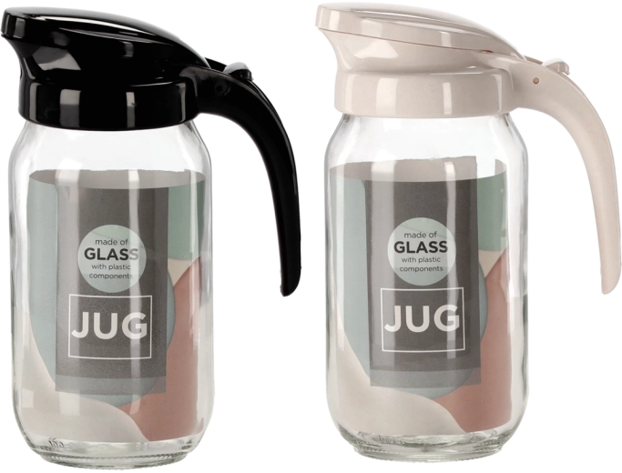 Carafă din sticlă 1 l Renga cu capac și mâner ergonomic