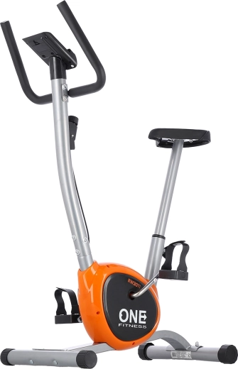 Bicicletă statică mecanică ONE Fitness RW3011, argintiu‑portocaliu