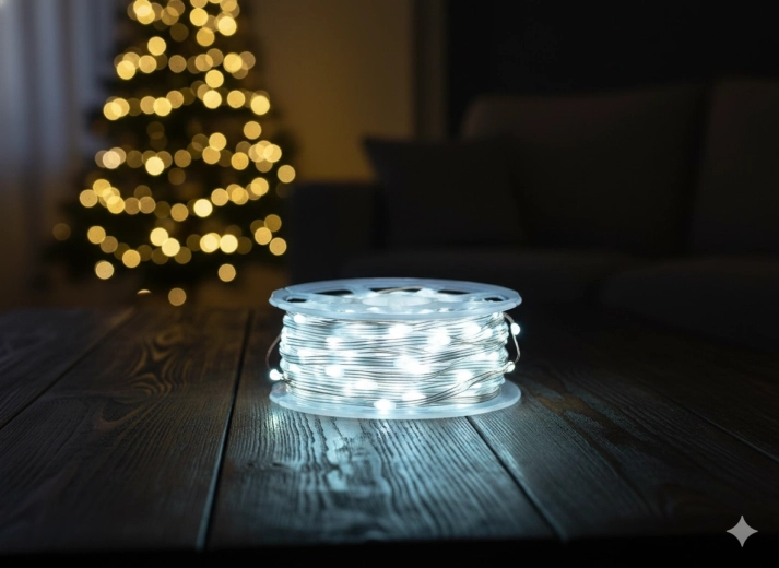 Șiruri luminoase LED micro pe bobină, 1000 diode, alb rece, lungime 3 + 100 m