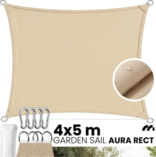 AURA prelată de umbrire pentru grădină dreptunghiulară 4 × 5 m bej