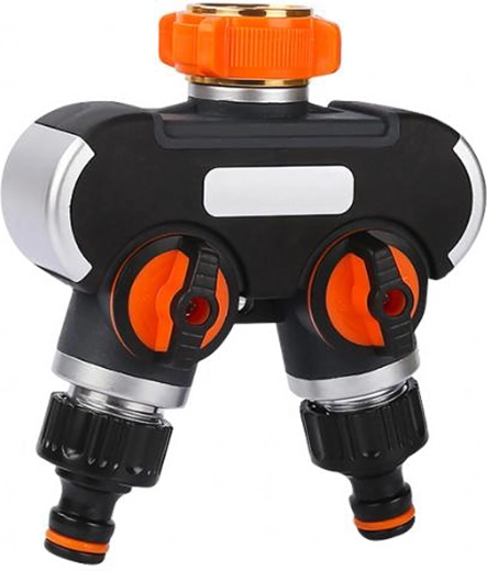 Distribuitor dublu pentru furtun de grădină cu închideri independente