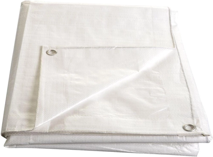 Prelată albă cașerată cu inele 4 × 5 m, 140 g/m²