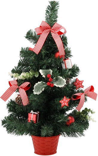 Brad de Crăciun 60 cm roșu cu ilex