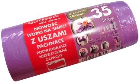 Saci de gunoi cu mânere 35 l cu parfum de lavandă