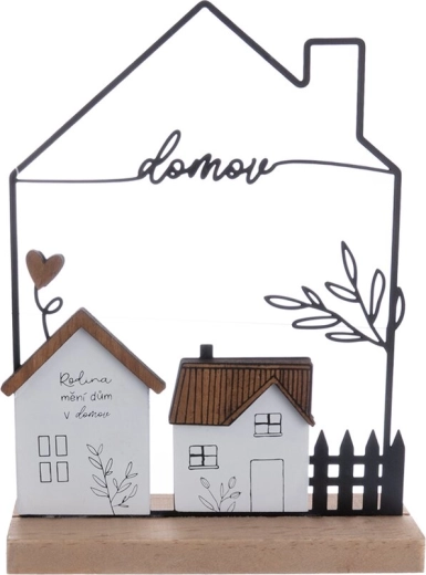 Decorațiune Căsuță „Acasă” din lemn și metal 17 × 5 × 22 cm