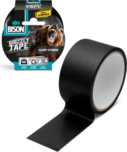 Bandă adezivă Grizzly super rezistentă și ranforsată, neagră, 10 m