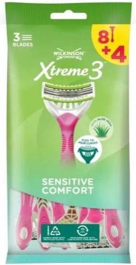 Wilkinson Xtreme3 Comfort Sensitive lame de ras de unică folosință pentru femei 8+4