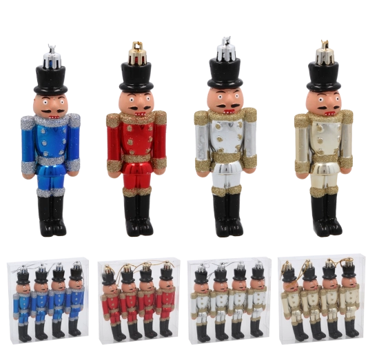 Set de 4 ornamente de Crăciun Spărgătorul de Nuci 12 cm