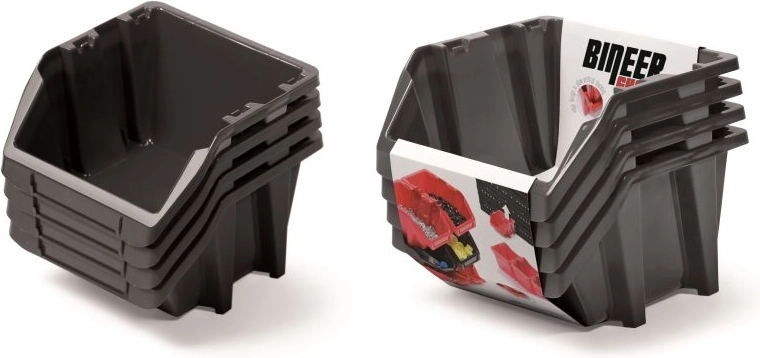 Set de cutii de depozitare Bineer Short, 4 buc., 272 × 238 × 236 mm, negru