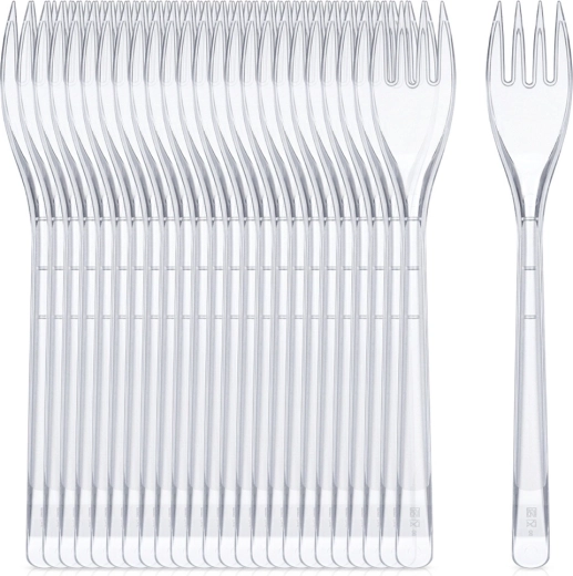 Furculițe din plastic transparente reutilizabile 17,5 cm (25 buc.)