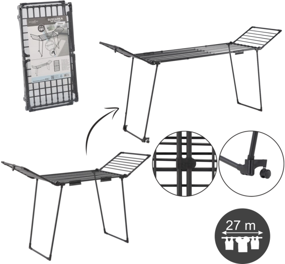 Uscător de rufe Diana cu două suporturi pentru șosete, lungime reglabilă