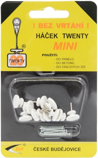 Agățător TWENTY mini din poliamidă, alb, 10 buc