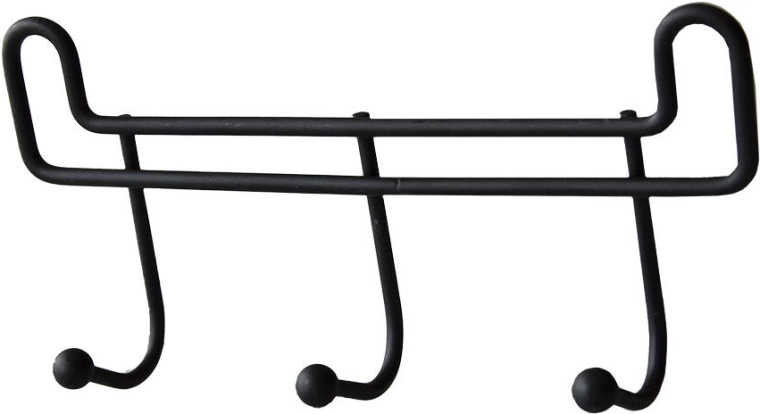 Cuier de baie cu 3 cârlige, 16 cm, metal negru