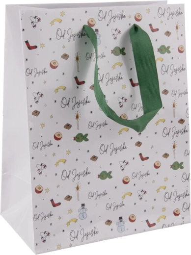 Pungă cadou din hârtie „De la Moș Crăciun” 18 × 10 × 23 cm