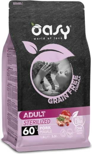 Oasy Grain Free sterilized porc 1,5 kg