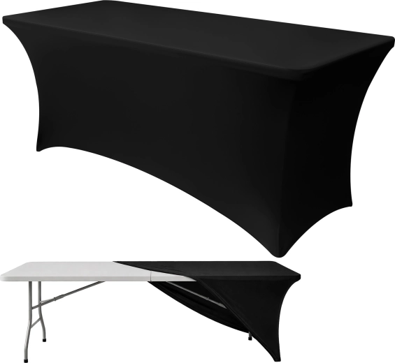 Husă elastică stretch pentru masă de banchet RUHHY 180 x 75 x 75 cm neagră - 1 bucată
