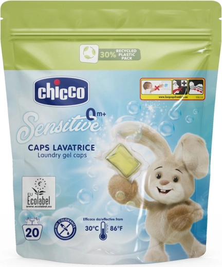Capsule de spălat Chicco Baby Sensitive pentru rufe pentru copii, 20 buc.