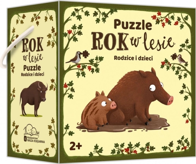 Un an în pădure: părinți și pui – puzzle pentru copii, 20 piese
