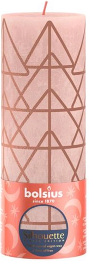 Lumânare rustică 190 × 68 mm roz/chihlimbar