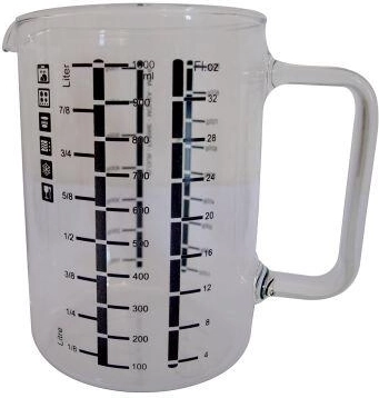 Cană gradată de bucătărie din sticlă termorezistentă 1 l, înaltă