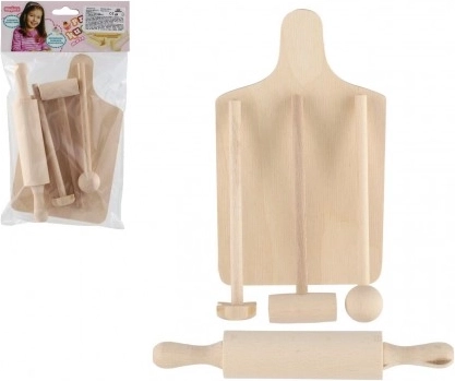 Set din lemn de ustensile de bucătărie pentru copii 20 cm