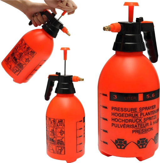 Pompă manuală de stropit sub presiune 3 l – portocalie pentru grădină și casă