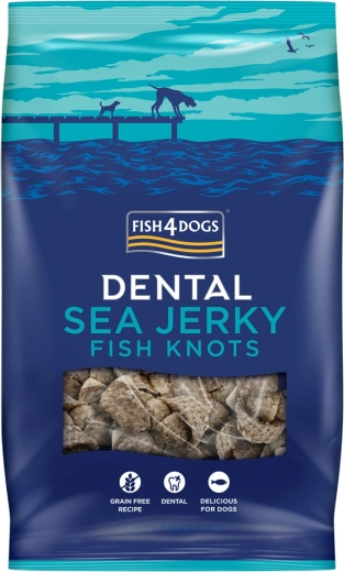 Fish4Dogs Dental Sea gustări pentru câini din pește marin – noduri 500 g