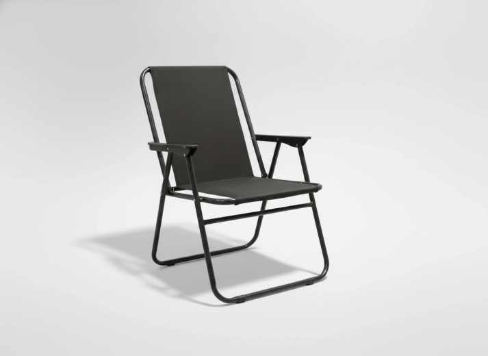 Scaun pliabil de grădină, negru, 53 × 59 × 76 cm