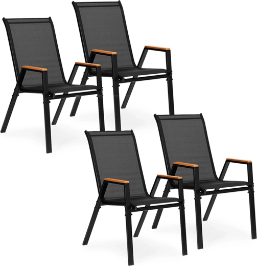 Set de 4 scaune de grădină MultiGarden pentru terasă și balcon, negru