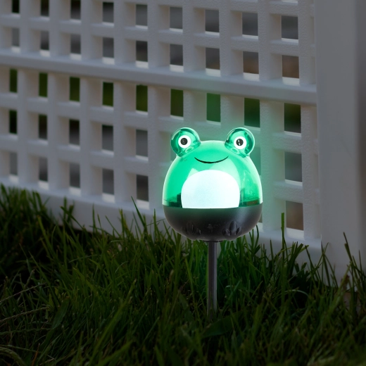 Lampă LED solară în formă de broască, cu lumină albă rece - 1 bucată