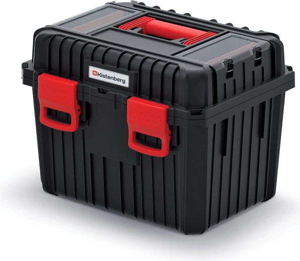 Cutie pentru unelte Heavy neagră 445 × 360 × 337 mm cu compartimente în capac