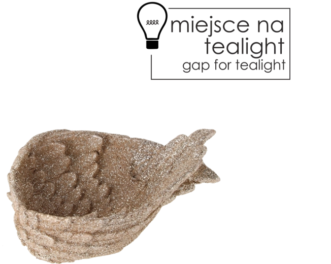 Sfeșnic ceramic pentru lumânare tip pastilă în formă de aripi, alb