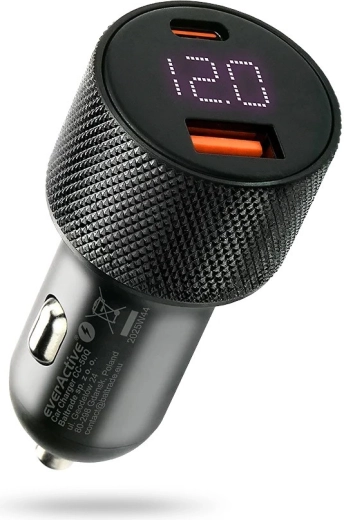Încărcător auto EVERACTIVE 75 W cu USB-C PD și USB-A QC 3.0