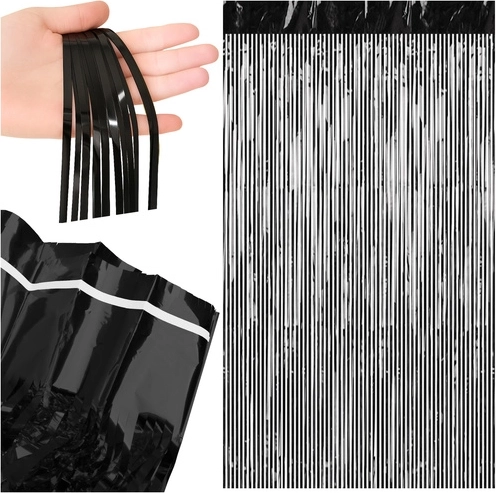 Cortină decorativă cu franjuri RUHHY neagră 100 × 200 cm