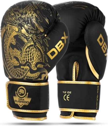 Mănuși de box DBX Bushido Gold Dragon 12 oz
