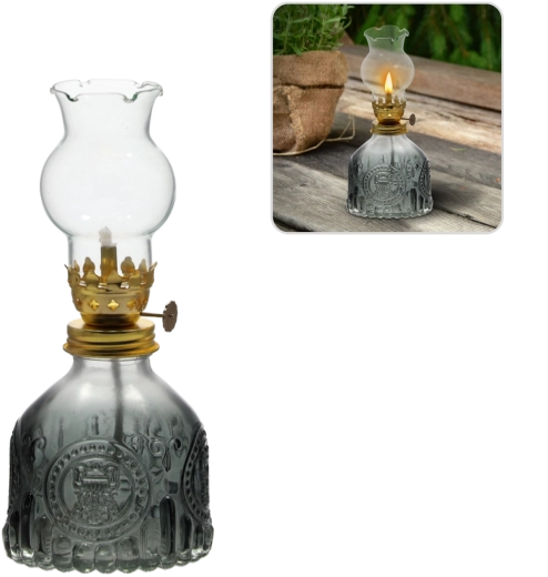 Lampă cu petrol din sticlă 17,5 cm