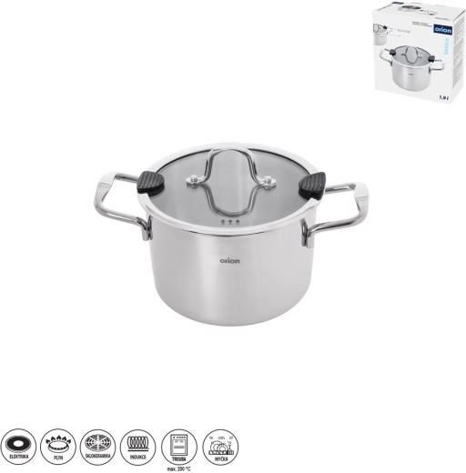 Orion cratiță din inox Venice 1,9 l cu capac din sticlă